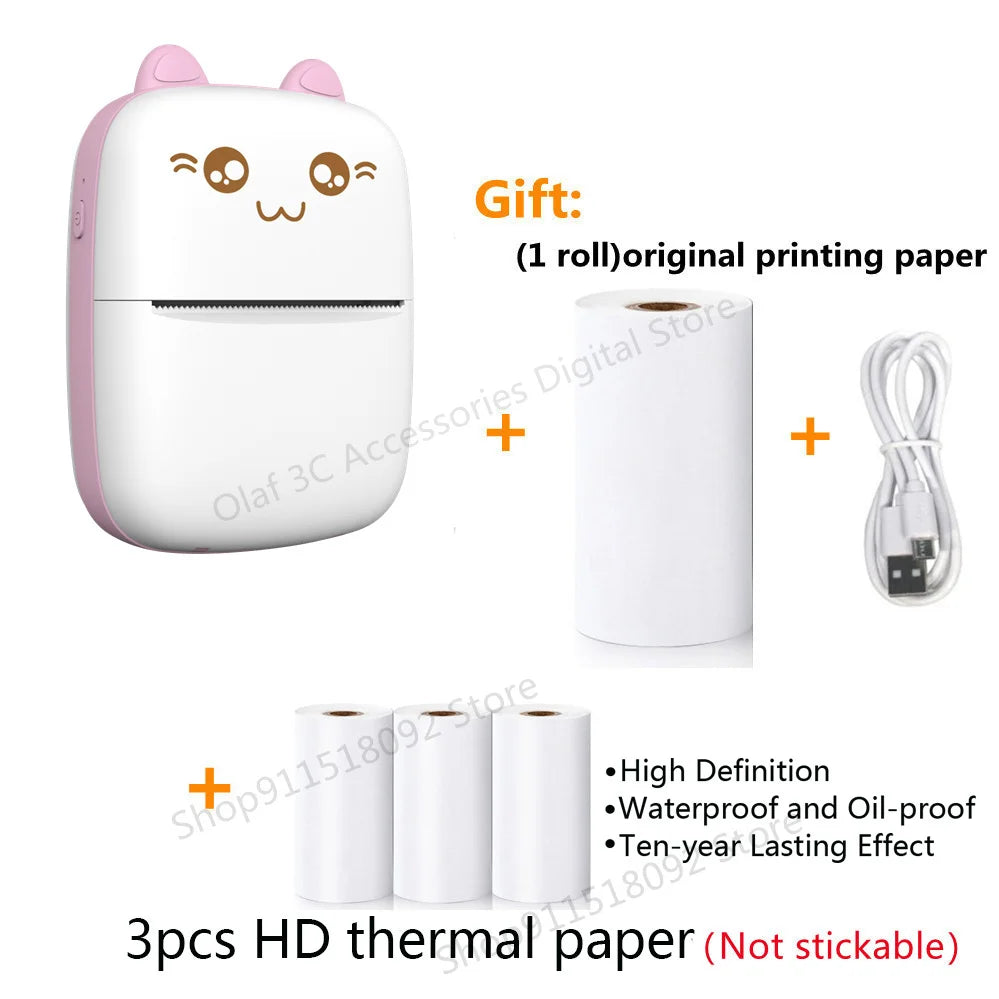 Meow Mini Label Printer Thermal Portable Printers Stickers Paper Inkless Wireless Impresora Portátil 200Dpi Android IOS 57Mm