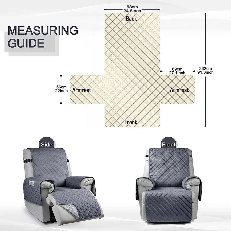 1Pc Recliner Chair Cover Water Repellant Armchairs Slipcover Living Room Sofa Couch with Elastic Strap Furniture Protector