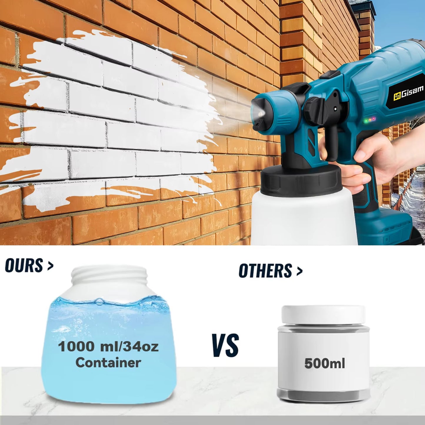 High Power 1000ML Cordless Electric HVLP Spray Gun for Effortless Furniture and Steel Coating - Compatible with Makita 18V Battery