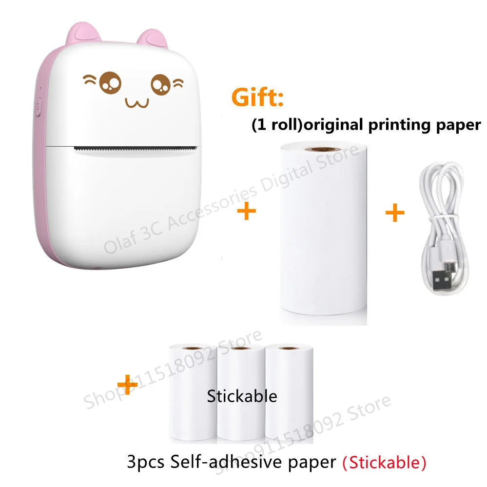 Meow Mini Label Printer Thermal Portable Printers Stickers Paper Inkless Wireless Impresora Portátil 200Dpi Android IOS 57Mm