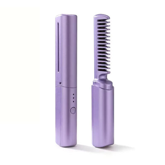 Wireless Hair Hot Comb Portable Mini USB Rechargeable Hair Straightener Fast Heating Hair Straightening Styling Tool